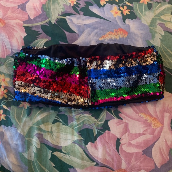Dollskill Rainbow Sequin Bandeau 💚 - Picture 2 of 2